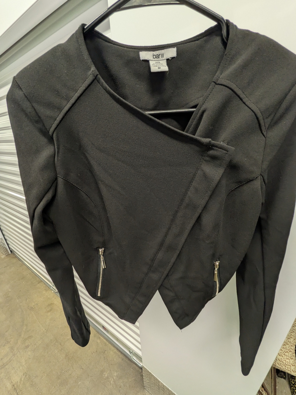 Bar III Black Asymmetrical Zip-Front Women's Blazer